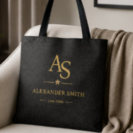 Luxury Black Leather Gold Monogram Business Brand Tygkasse