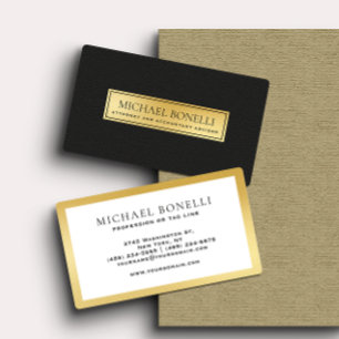 Luxury Black Leather Guld Label Corporate Visitkort