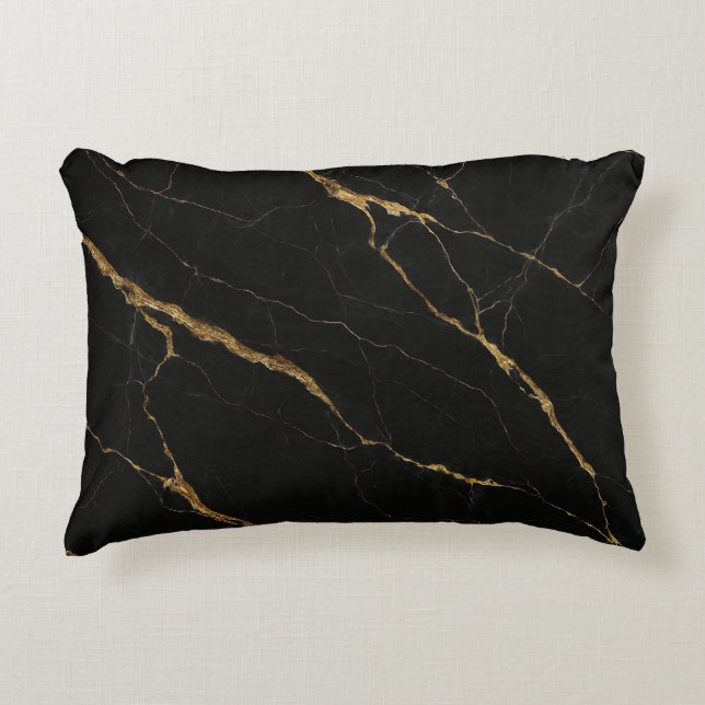 Luxury Black Marble Prydnadskudde (Framsidan)