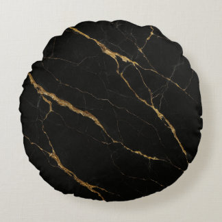 Luxury Black Marble Rund Kudde