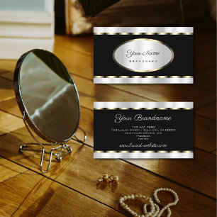 Luxury Black med Silver Effect och Guld Gräns Visitkort