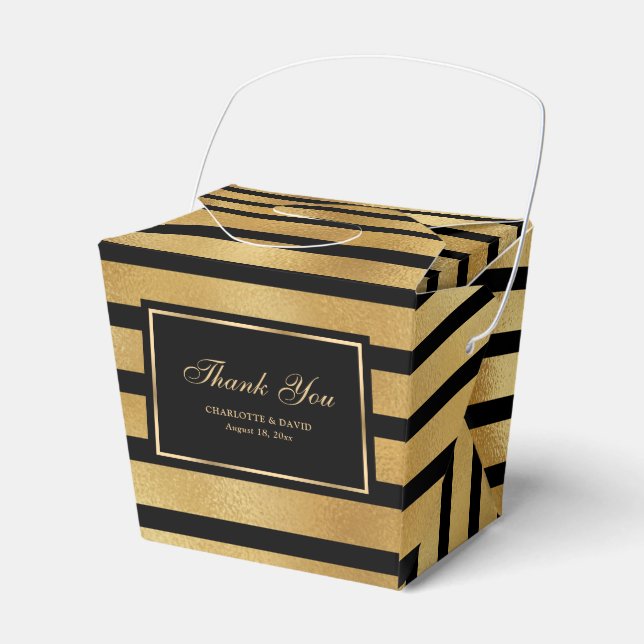 Luxury Black och Gold Foil Bröllop Tack Presentaskar (Framsidan Sidan)