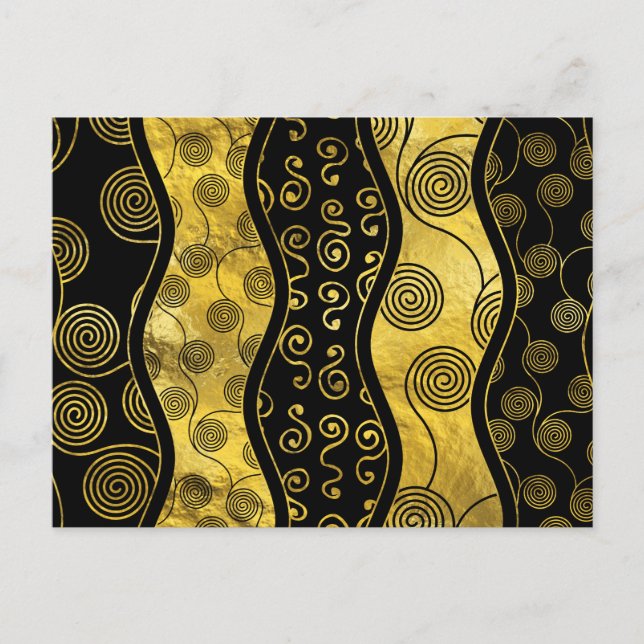 Luxury Black och Guld African Mönster Vykort (Framsida)