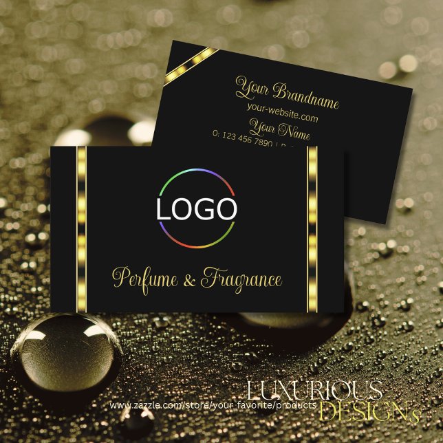 Luxury Black och Guld Chic med Logotyp Professione Visitkort (Skapare uppladdad)