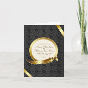 Luxury Black och Guld Elegant God jul Helgkort