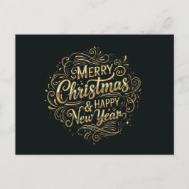 Luxury Black och Guld God jul och nyår Helg Vykort