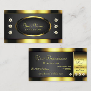 Luxury Black och Guld Luminous Faux Rhinestones Visitkort