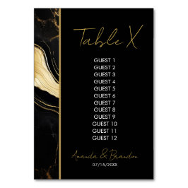 Luxury Black och Guld Marble Bröllop Bordsnummer