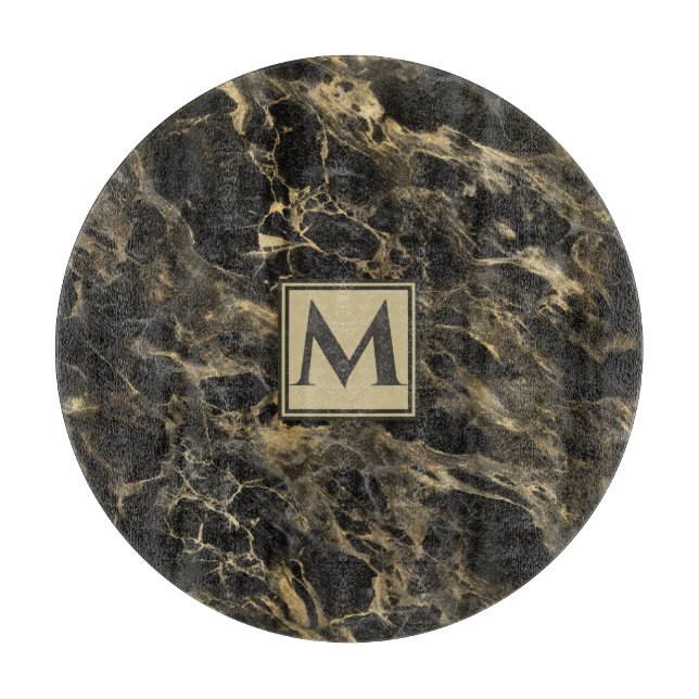 Luxury Black och Guld Marble | Monogram (Framsidan)