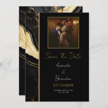 Luxury Black och Guld Marble Photo Bröllop