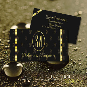 Luxury Black och Guld med Monogram Patterne Visitkort