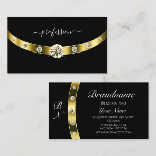 Luxury Black och Guld med Monogram Professionell Visitkort