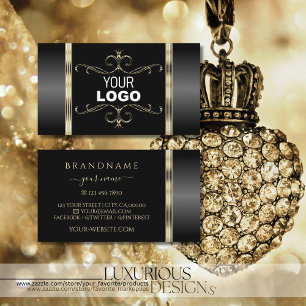 Luxury Black och Guld Ornate med Logotyp Luxurie Visitkort