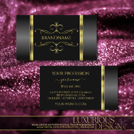 Luxury Black och Guld Ornate Ornamental Golden Visitkort