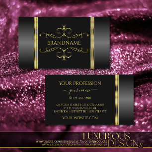 Luxury Black och Guld Ornate Ornamental Golden Visitkort