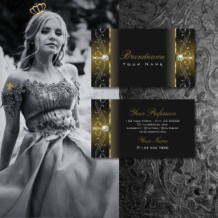 Luxury Black och Guld Squiggled Jewels Ornamental Visitkort