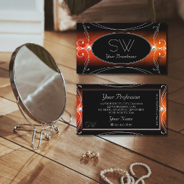 Luxury Black Orange Ornate Gnistra Jewels Initiale Visitkort