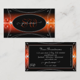 Luxury Black Orange Ornate Gnistra Jewels Monogram Visitkort