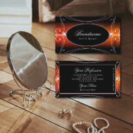 Luxury Black Orange Ornate Gnistra Jewels Snyggt Visitkort