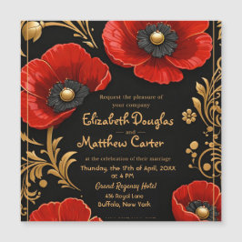 Luxury Black Red and Gold Floral Wedding