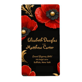 Luxury Black Red and Gold Floral Wedding Fraktsedel