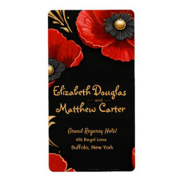 Luxury Black Red and Gold Floral Wedding Fraktsedel