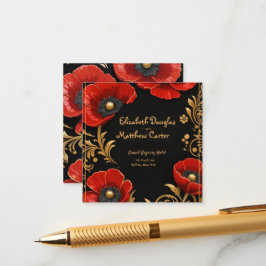 Luxury Black Red and Gold Floral Wedding Tilläggskort