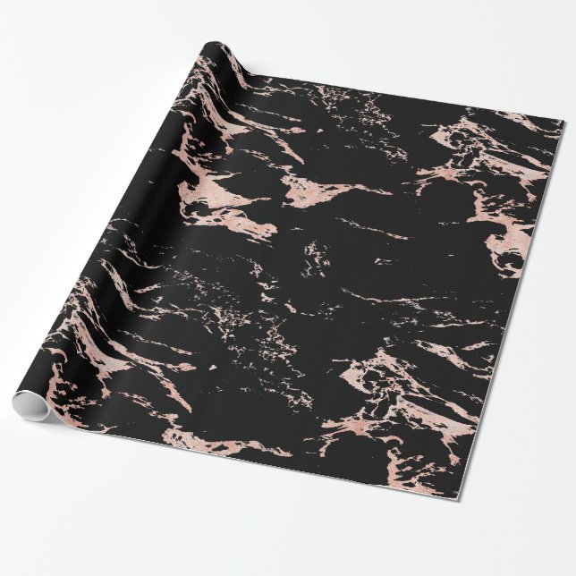 Luxury Black Ro Gold Foil Marble Presentpapper (Utrullad)