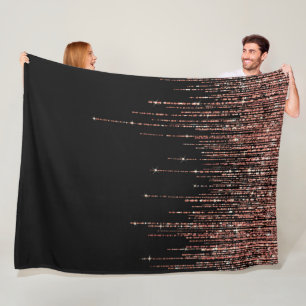 Luxury Black Ro Guld Sparkly Glitter Fringe Fleecefilt