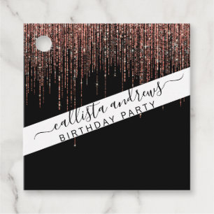 Luxury Black Ro Guld Sparkly Glitter Fringe Gåvor Etiketter