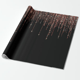 Luxury Black Ro Guld Sparkly Glitter Fringe Presentpapper