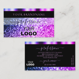 Luxury Black Rosa Lila Gnistra Glitter med Logotyp Visitkort