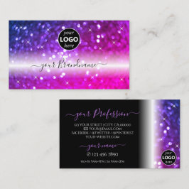 Luxury Black Rosa Lila Gnistra Glitter med Logotyp Visitkort