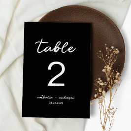 Luxury Black Script Bröllop Bordsnummer