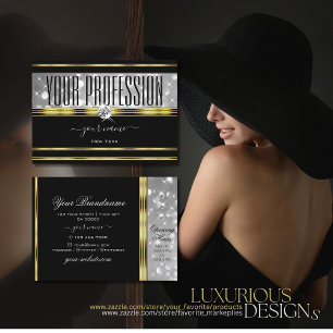 Luxury Black Silver Glitter Decorative Guld Gräns Visitkort