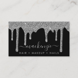 Luxury Black Silver Gnistra Dripping Glitter Visitkort