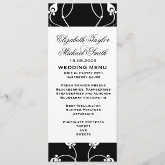 Luxury Black Swirls Damask Menu Meny