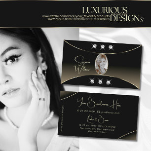 Luxury Black Whitegold Decor Diamonds och Photo Visitkort