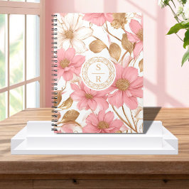 Luxury Blommigt Botanical Monogram Logotyp Waterco Anteckningsbok