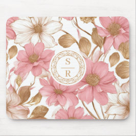 Luxury Blommigt Botanical Monogram Logotyp Waterco Musmatta