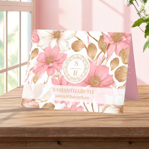Luxury Blommigt Botanical Monogram Logotyp Waterco Tack Kort