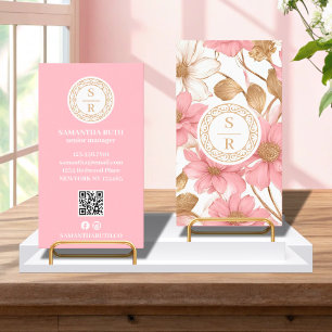 Luxury Blommigt Botanical Monogram Logotyp Waterco Visitkort