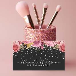 Luxury Blommigt Diamond Glitter Visitkort