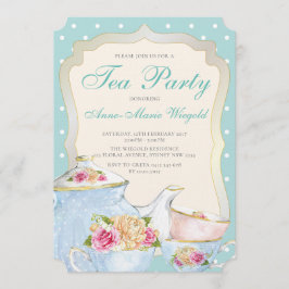 Luxury Blommigt Tea Party Polka punkt Inbjudningar