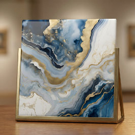 Luxury Blue and Gold Agate Geode Marble Abstract Kakelplatta