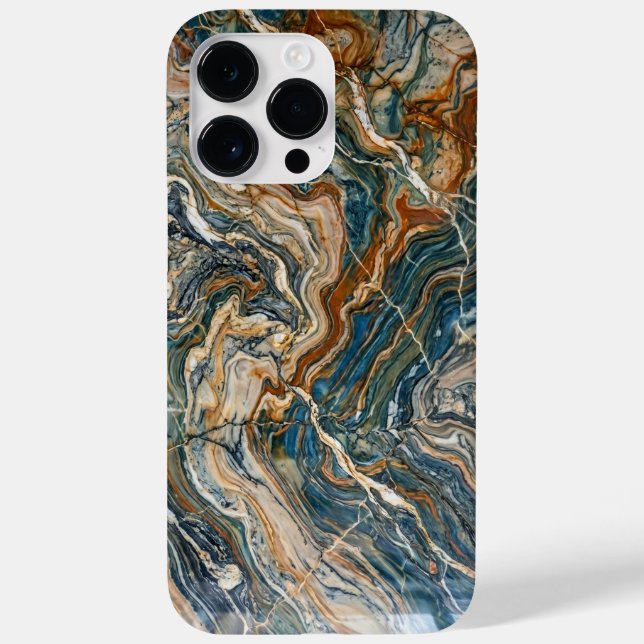Luxury Blue and Gold Marble Swirl iPhone Case (Baksida)
