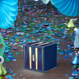 Luxury Blue and White Monogrammed Crest Decorative Presentaskar