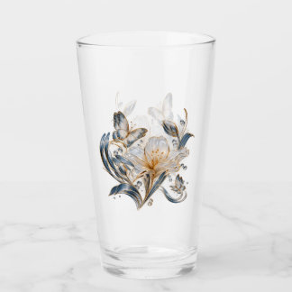 Luxury Blue Butterfly Botanical Glass – Elegant Fl Glaskopp