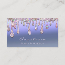 Luxury Blue Foil Glitter Drips Makeup Artist Visitkort