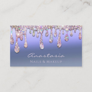 Luxury Blue Foil Glitter Drips Makeup Artist Visitkort
